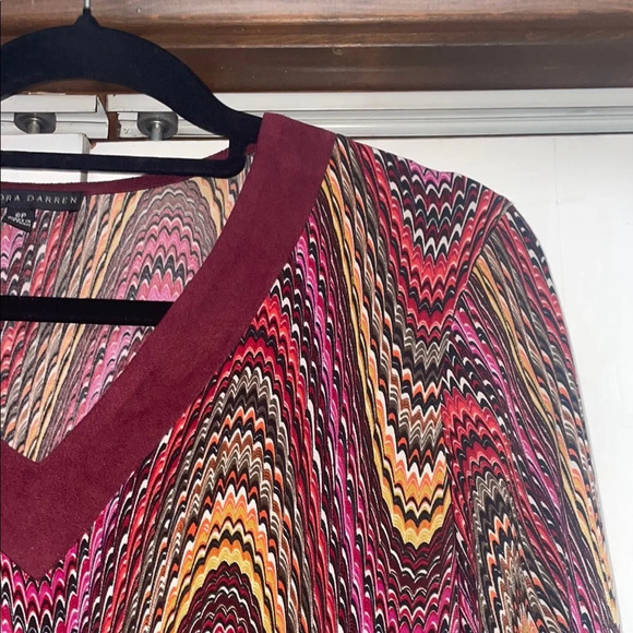 Sandra Darren Long Sleeve Pink and Yellow Dress - Picture 3 of 7